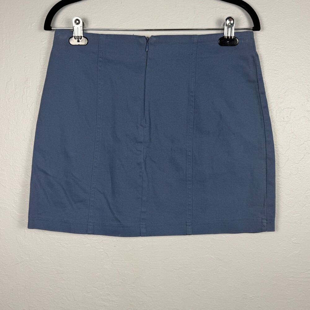 Forever 21 Women’s Large Blue Mini Skirt Back Zip Panel Seam Stretch Y2K